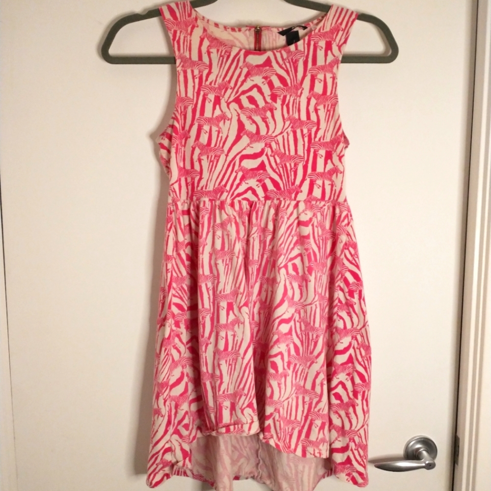 H&M Pink Zebra High Low Dress Size S